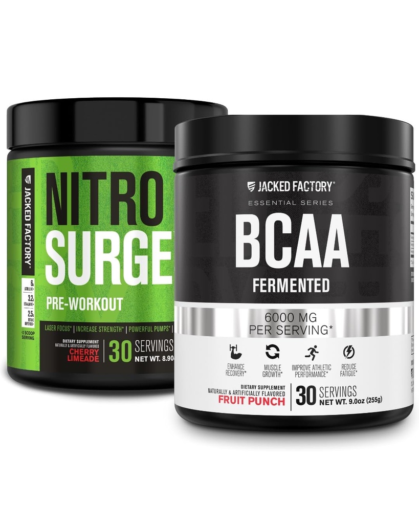 Gato de fábrica Nitrosurge Pre-Workout en Cherry Limeade &amp; BCAA en Fruit Punch para el edificio del músculo y la recuperación