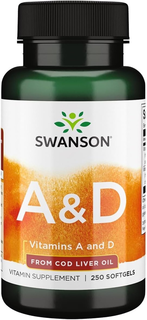 Swanson Vitamina A &amp; D Skin Eye Immune System Health 250 Sgels