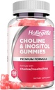 Prenatal Choline Inositol Gummies, Chewable Choline Supplement with DHA, Prenatal Vitamin for Women &amp; Kids, Support Nervous System, Immune & Brain Health, Vegan Strawberry Flavor, Sugar Free, 60 Ct