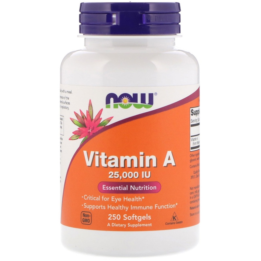 Ahora Alimentos Vitamina A, 25000 UI de aceite de hígado de pescado, 250 Softgels (Pack de 2)