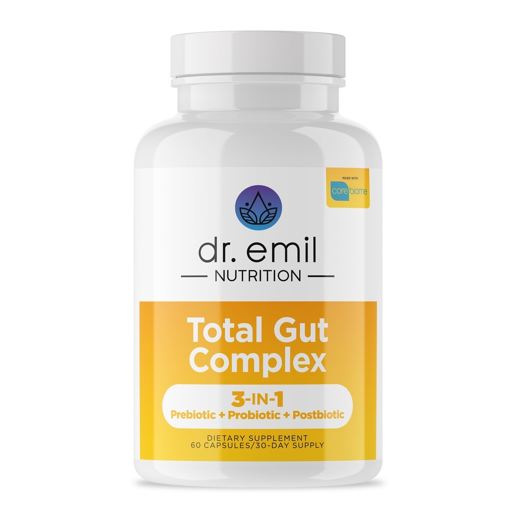DR. EMIL NUTRITION Mujeres &amp; Hombre Complejo de Salud Gut Total ← Prebiótico + Probiótico + Postbiótico Gut Health Suplementos ← Probióticos Salud Digestiva " Gut Health ← 60 Capsules