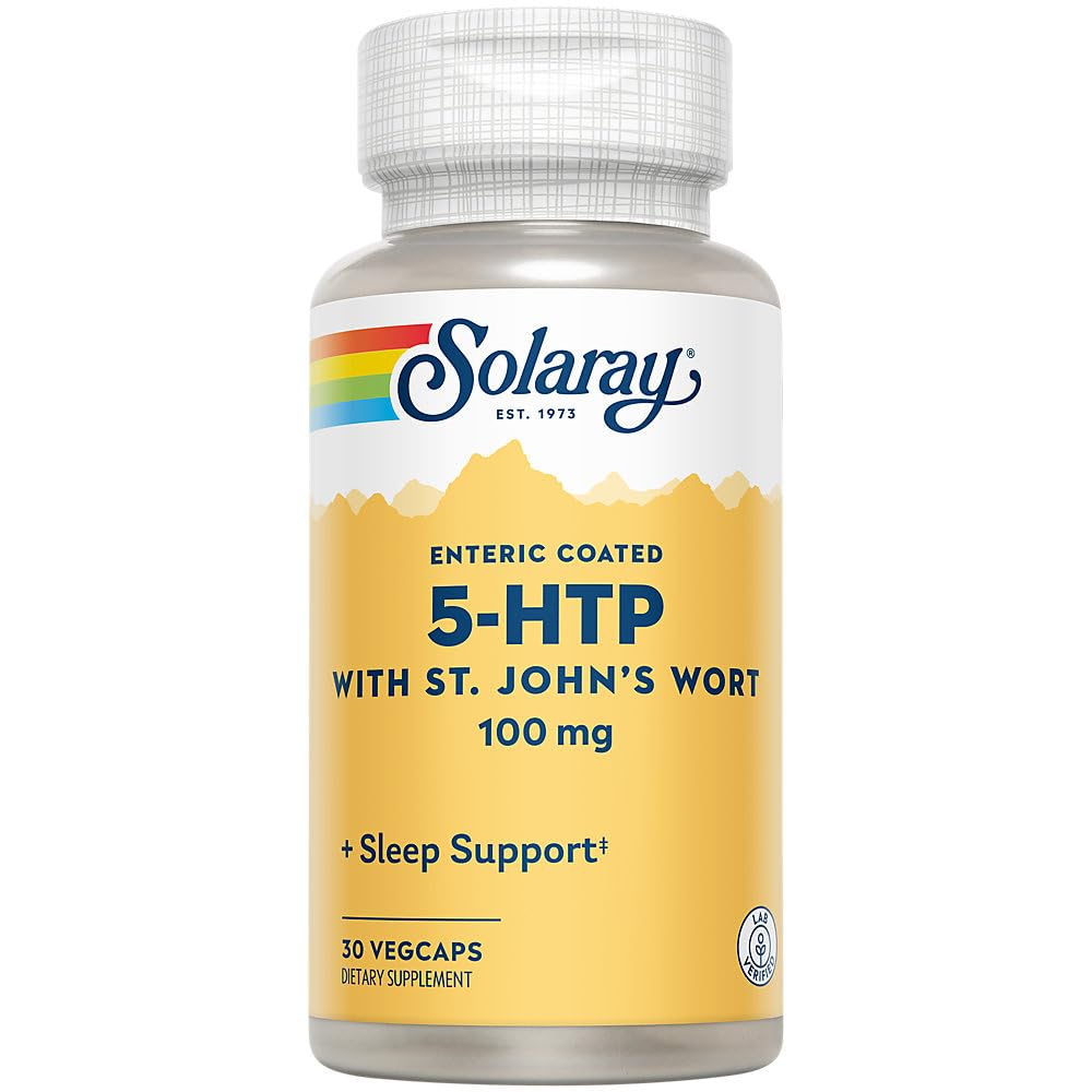 SOLARAY 5-HTP Plus St John's Wort - 30 cápsulas integradas por Enteric - 100 mg - 30 piezas