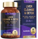 Detox de limpieza de hígado &amp; Reparación 25 en-1 con cardo de leche, raíz de dandelion, raíz de la boquilla, extracto de Artichoke para la salud del hígado Herb Apoyo Suplemento Vitaminas Zinc, Choline 90 cápsulas veganas