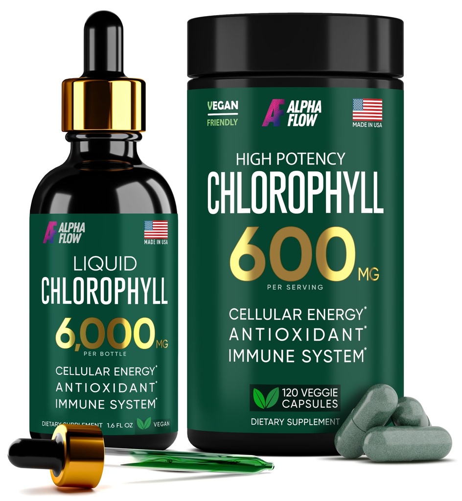 (Bundle) Liquid Chlorophyll Drops " Chlorophyll Capsules - Energía Natural, Apoyo Inmunitario, Frescura Interna y Suplemento Antioxidante