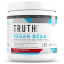 Verdad Nutrición Vegan BCAA Powder- 2:1:1 Ratio Natural BCAAs Aminoácidos Polvo para Energía, Construcción del Musculo, Post Workout Recuperación Bebida para la Recuperación del Musculo (Naranja Amarilla, 30 Servimientos)
