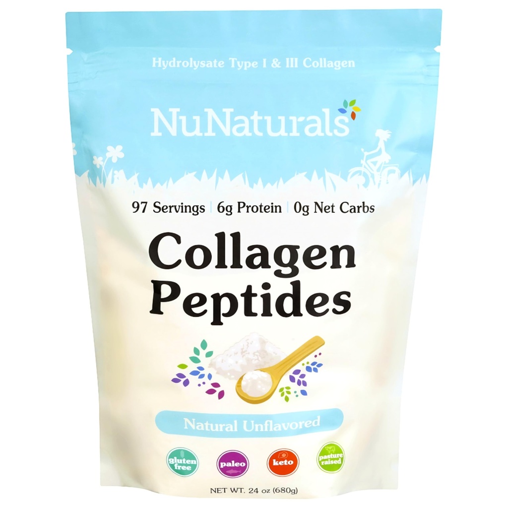Nunaturals Collagen Peptides Polvo (Tipo I, III), para la piel, el pelo y la uñas, 24oz