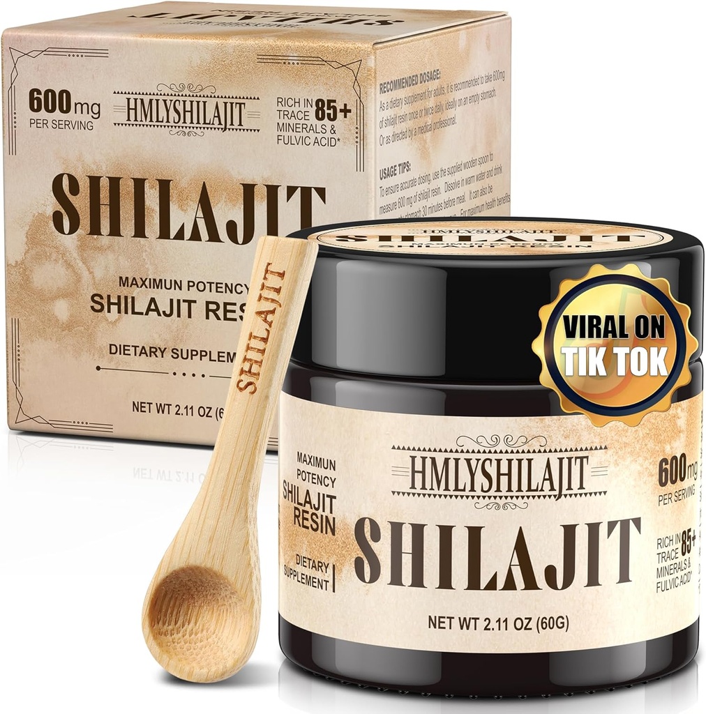 Geloo Shilajit Puro Himalayan Orgánica Shilajit Resin 60 Grams - Natural Shilajit Resin - Oro Grado 100% Shilajit - con 85+ Trace Minerals &amp; Fulvic