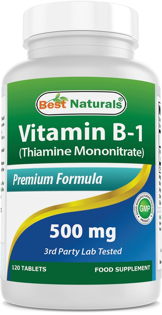 Mejores Naturales Vitamina B1 como Mononitario de Thiamine 500 mg 120 Tablas (120 Cuenta (Pack of 1))