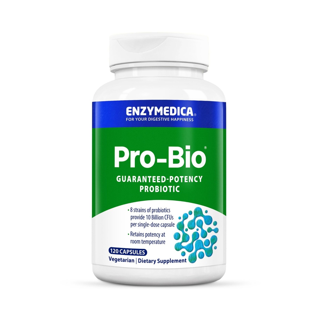 Enzymedica, Pro-Bio, Shelf Stable, Stomach-Acid Resistant Probiotic for Healthy Digestion, 10 Billion CFU, 120 Conde