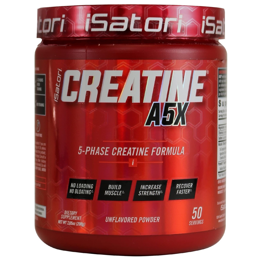 iSatori Creatine A5X con Monohidrato Creatino " Betaine Anhydrous for Muscle Growth, Strength Building, " Recovery - Suplemento dietético para Formación " Levantamiento de Peso - Desarrollado (50 Servings)