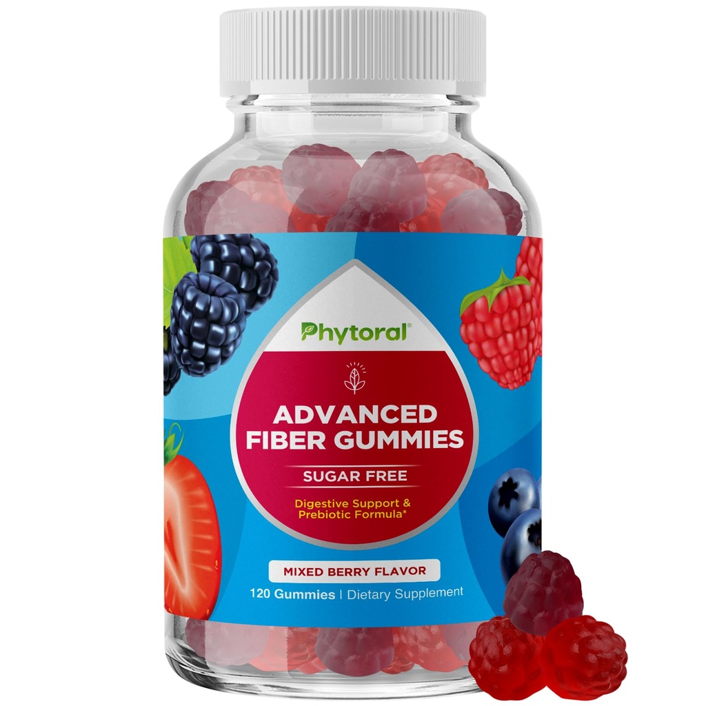 Fiber Gummies for Adults - Chicory Root Suplemento con Prebiotic Support for Gut & Digestive Health - Soluble Digestion Capsules for Stomach Regulation & Immune Aid - Sugar Free & Vegan - 120 Count