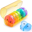 Sukuos Grande Organizador Semanal de Pill 2 veces al día, Caja de Píldora diaria 7 días Fácil de abrir con doble protección, AM Caso de Píldora para Medicina/Vitamin/Fish Oil/Supplements (Yellow)