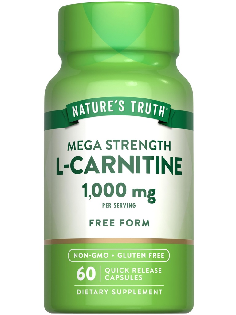 La verdad de la naturaleza L-Carnitine 1000mg ← 60 Capsules  durable Mega Strength Silencio Forma libre Silencio No GMO &amp; Gluten Suplemento gratuito