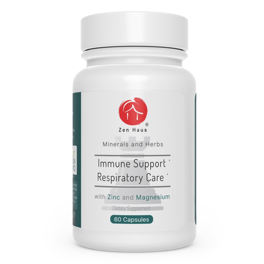 Zen Haus Respiratory and Immune Supplement - Elderberry with Zinc, Quercetin, Magnesium Glycinate/Taurate, Echinacea, Olive Leaf Extract, Lysine, Leucine, Cystein, Melatonin (60 cápsulas)
