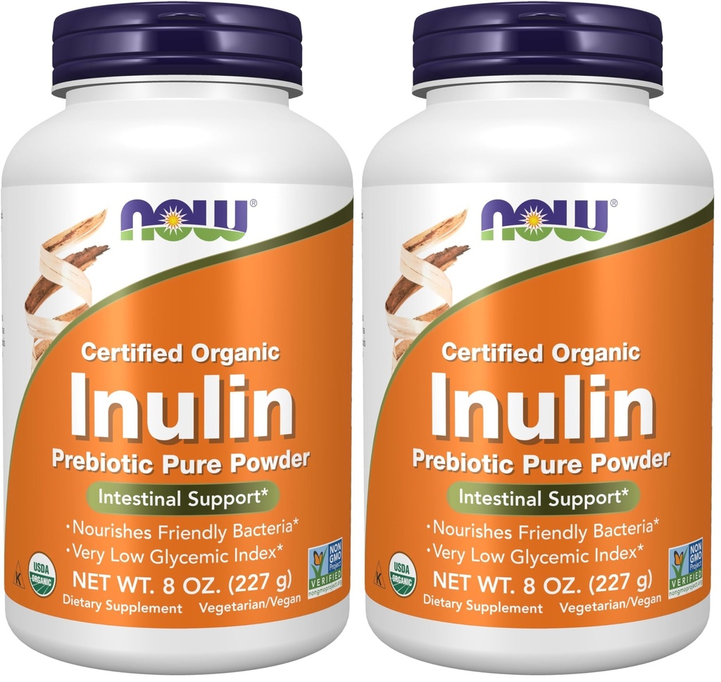 AHORA Suplementos, Inulin Prebiotic Pure Powder, Certified Organic, Non-GMO Project Verified, Intestinal Support*, 8-Ounce (Pack of 2)