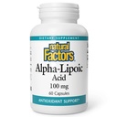 Factores naturales Ácido alfa-lipoico 100 mg cápsulas, 60 puntos