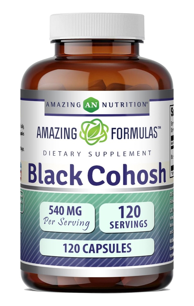 Increíbles Fórmulas Black Cohosh Suplemento Silencio 540 Mg per Serving Silencio Capsules Silencio No-GMO Silencio Libre de gluten Silencio Hecho en EE.UU. (1 Pack Ø 120 Cuenta)