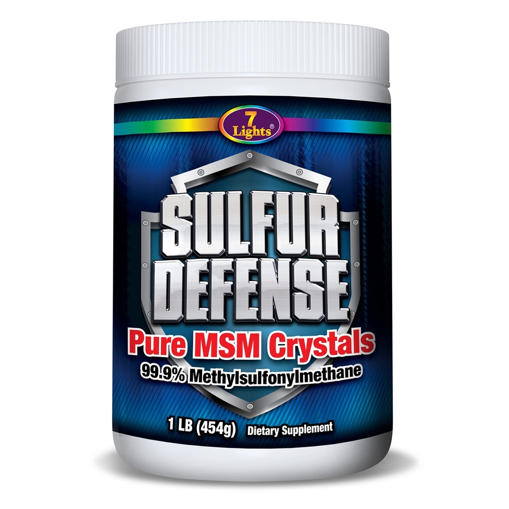 7 Luces Defensa de azufre Opti-MSM 99.9% Pure MSM Powder ← Suplemento dietético para las articulaciones, Skin &amp; Immune Support – Ecológico Methylsulfonylmethane Crystals, Vegan, No GMO, Libre de gluten – Hecho en Estados Unidos (1 LB)