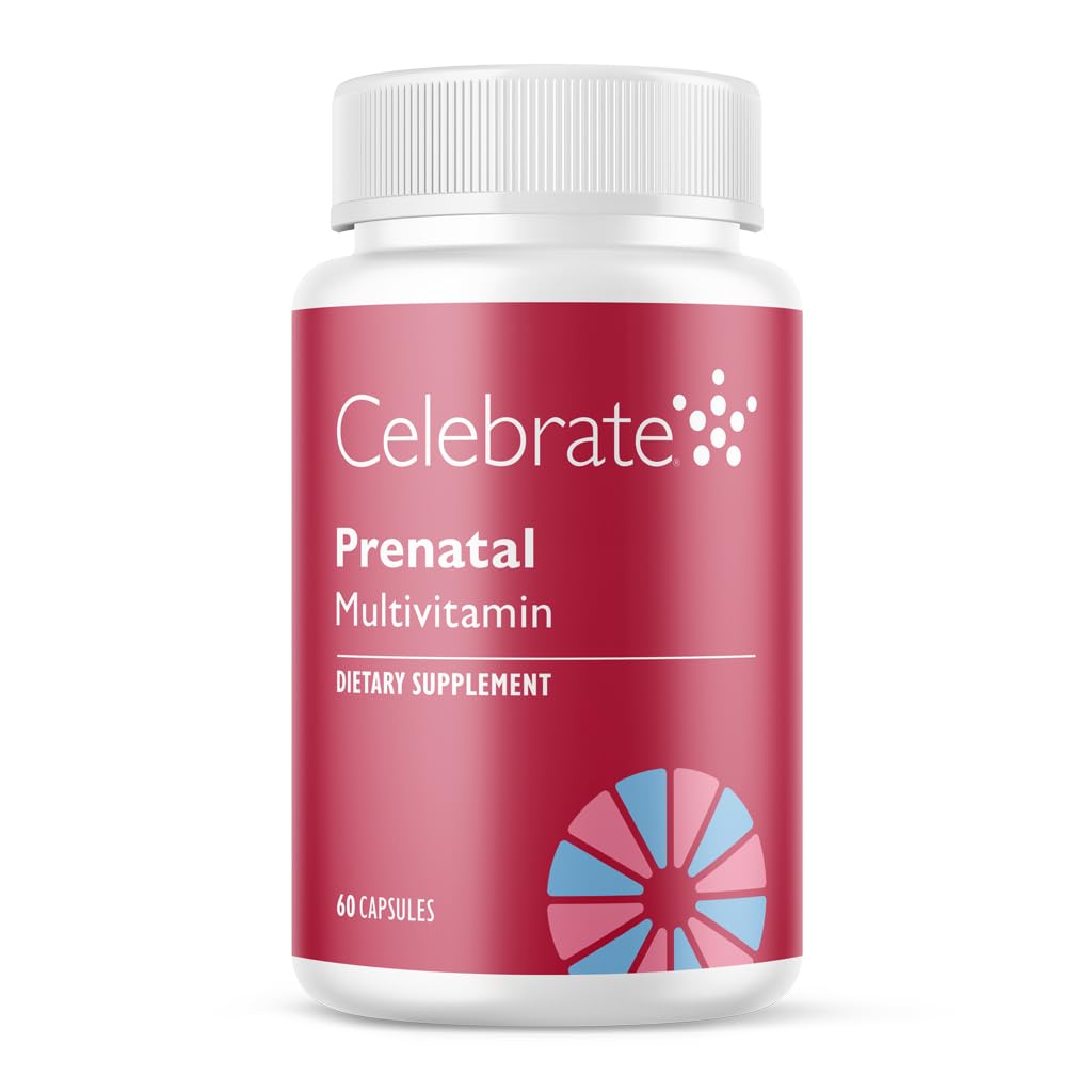 Celebrar Vitaminas Cápsulas multivitamínicas prenatales Bariatricas con ácido fólico, vitamina A, hierro, yodo y cólico, para pacientes con roux en Y y sleeve, 60 condes