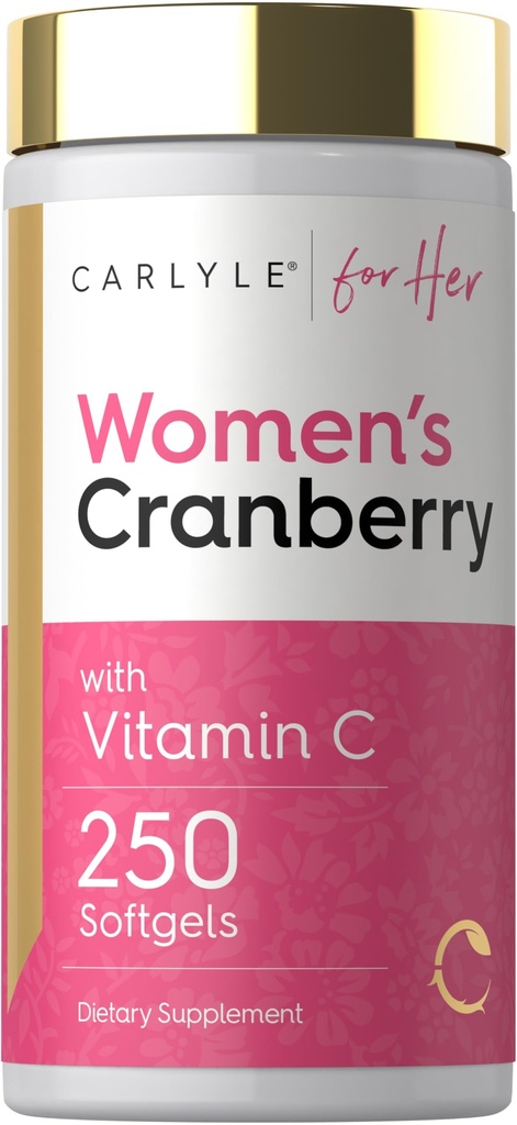 Carlyle Cranberry Pills for Women TEN 250 Softgels TENIDA Concentrated Extract Supplement with Vitamin C and E ← Non-GMO, Gluten Free TEN for Her