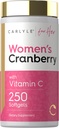 Carlyle Cranberry Pills for Women TEN 250 Softgels TENIDA Concentrated Extract Supplement with Vitamin C and E ← Non-GMO, Gluten Free TEN for Her