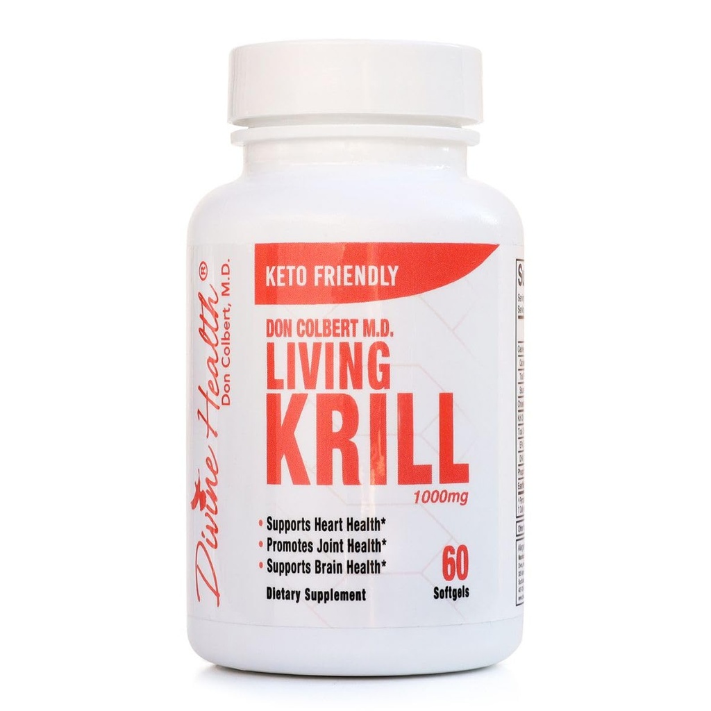 Salud Divina Dr. Colbert, MD Living Krill Oil 1000mg Per Softgel Plus DHA &amp; EPA tención 60