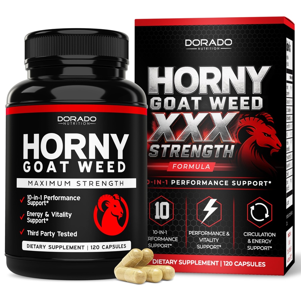 Horny Goat Weed For Hombre and Women - [Maximum Strength 1590mg] Maca, Ginseng, L-Arginine, Tribulus - Premium Hornygoatweed - Icariin Epimedium For Men - 3rd Party Tested - USA Made - 120 Conde