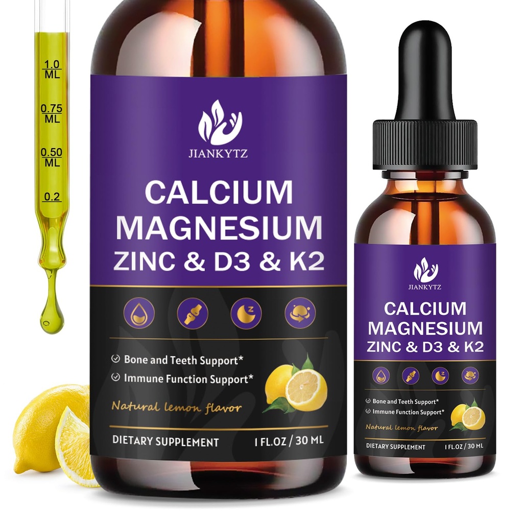 (2 Pack) Calcium Magnesium Zinc Liquid Drops for Women and Men - Bone & Teeth, Immune Support, Liquid Calcium Supplement with Magnesium Glycinate, Vitamina C D3 K2 B6 y Sea Moss