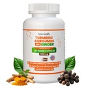Suplemento Turmeric Curcumin con Ginger, Ceylon Cinnamon y Black Pepper Complex 5 en 1 Fórmula, Curcuma Longa, Max Absorción, 1000 mg, 120 Herbal Extract Capsules