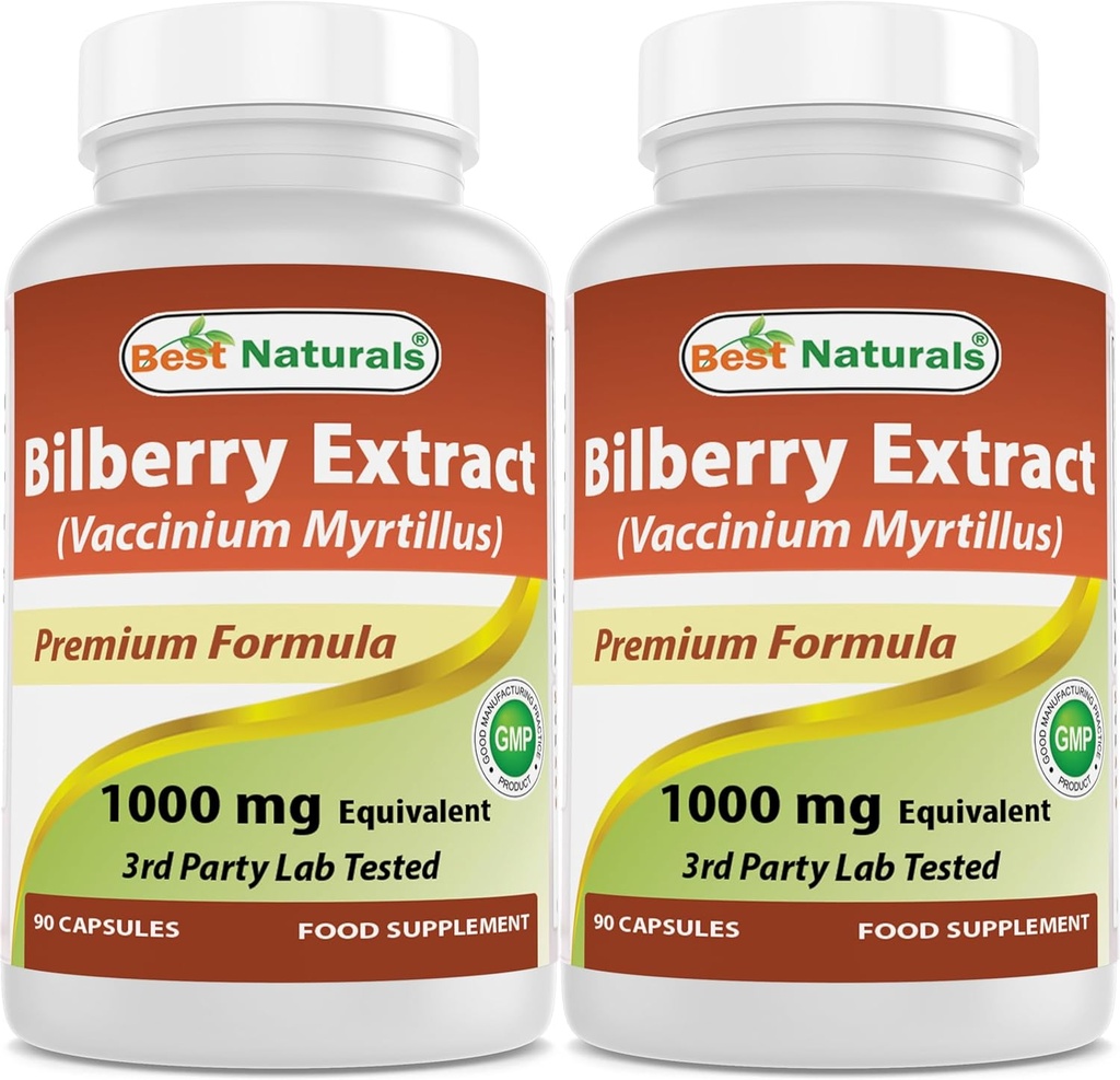 Mejores Naturales Bilberry 1000 Mg 90 Capsules (90 Cuenta (Pack de 2))
