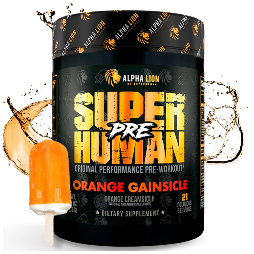 ALPHA LION Superhuman Pre Workout Powder, Beta Alanine, L-Taurine " Tri-Source Caffeine for Sustained Energy " Focus, Nitric Oxide " Citrulline for Pump (21 Servings, Orange Gainsicle)