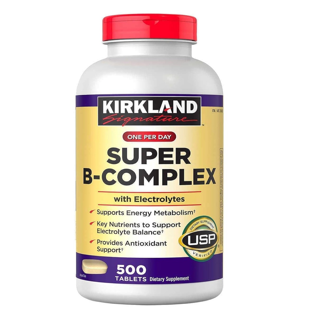Kirkland Signature Super B-Complex (2-Pack) con electrolitos (2 x 500 Tabletas)