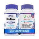 ULTALIFE Men's Health Duo - 2 Botellas - One Prostate Support Complex with Saw Palmetto " Beta Sitosterol " One HIGH Blood Pressure Supplement with Ajo " Hawthorn Berry Fast-Acting Capsules for Hombre