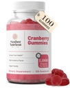 Madre Nutriente Gummies de arándanos Suplemento para la salud de las mujeres y niños orinando menos tarta > 90% menos dulce, libre de gluten, sin gluten, Vegan - puro extracto de arándanos 1000mg - 100 Conde.