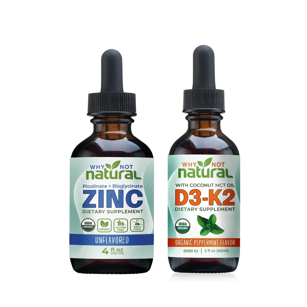 Zinc líquido orgánico y gotas de vitamina D3K2