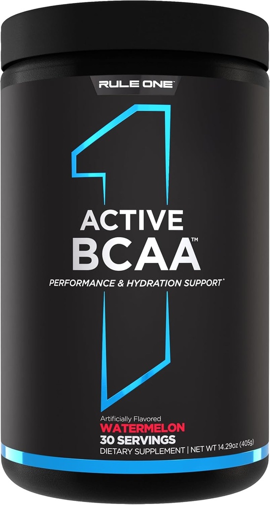 Regla 1 Active BCAA - Performance, Hydration y Recovery Support con 5g BCAAs + Electrolytes, L-Glutamine y Citrulline (30 Servings, Watermelon)