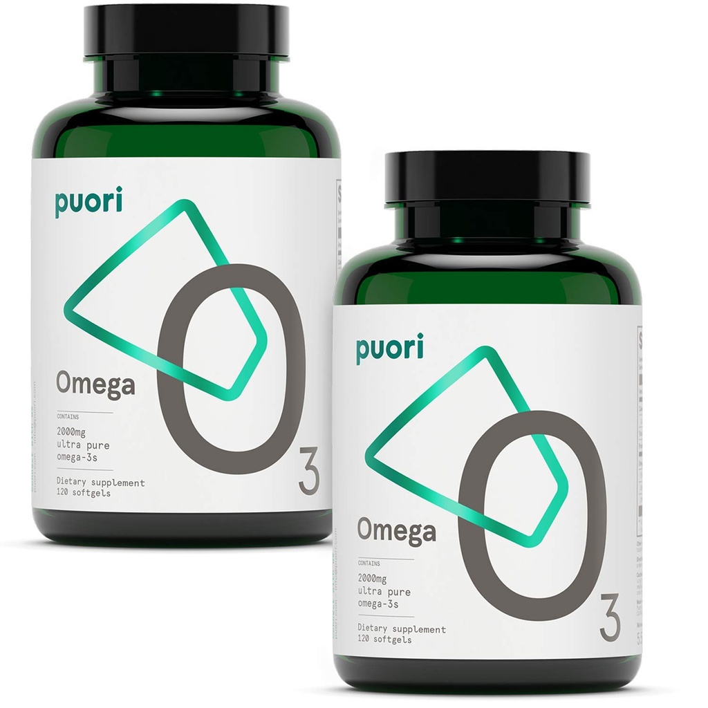 Puori Omega 3 Fish Oil Supplement - Ultra Pure &amp; Burpless Wild Caught Fish Oil with 2000mg Omega 3 Fatty Acids,1250mg EPA & 500mg DHA Supports Heart, Brain & Eye Health - IFOS Certified - 240 Softgels