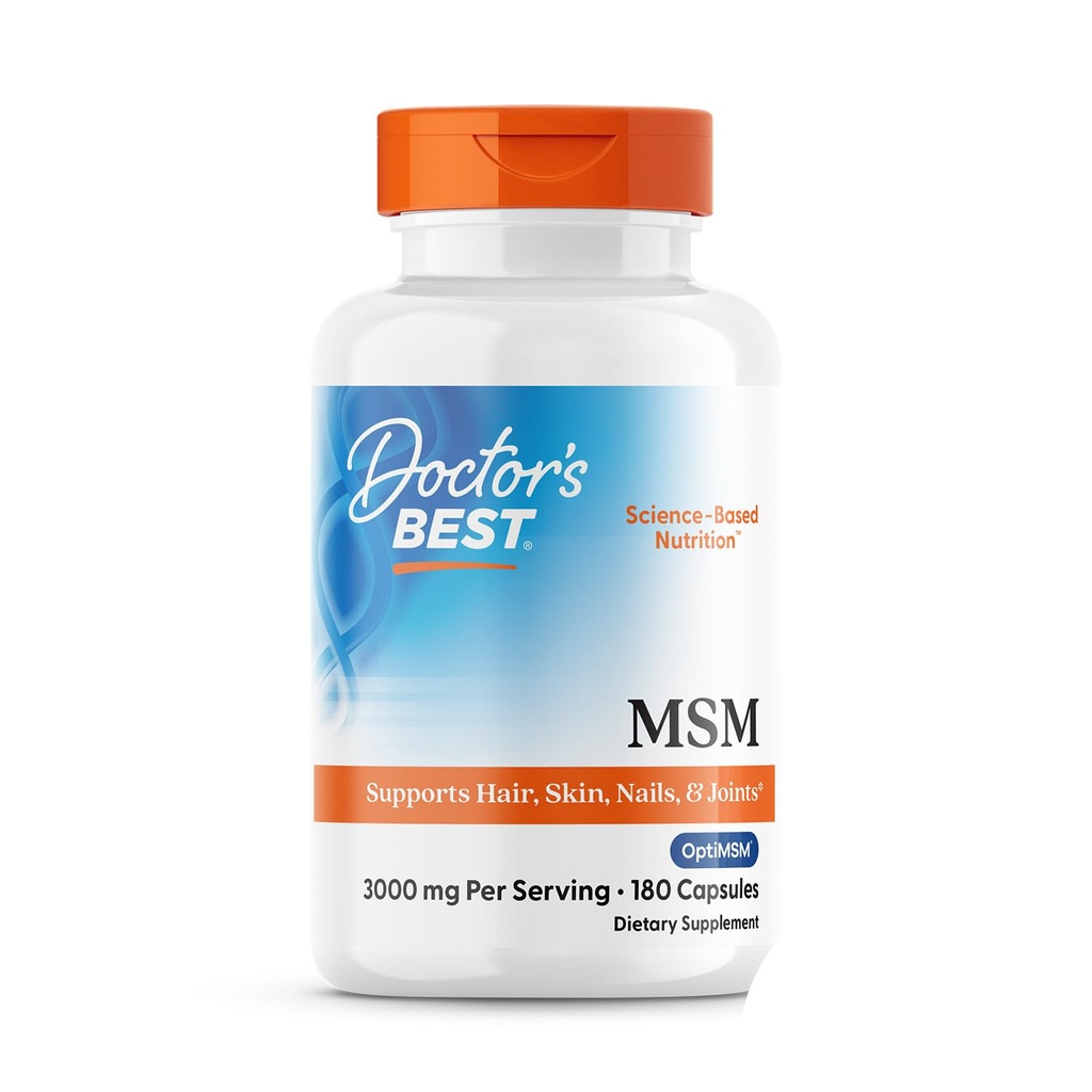 Los mejores médicos MSM, soporta el cabello, la piel, las uñas, las articulaciones, no GMO, Gluten Gratis, 3000 mg Por Serving, 180 cápsulas