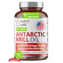 Laboratorios de pureza Aceite de Krill Antártico 2000mg Omega-3 con Astaxanthin 800mcg Suplementos para apoyar la memoria- Rico en Omega 3, ácidos grasos, DHA, EPA & fosfolípidos - 60 Softgels