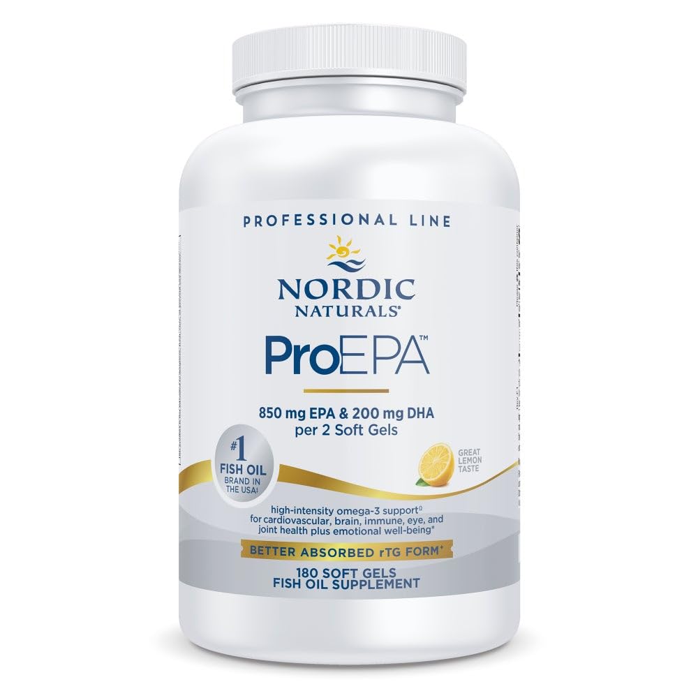 Nordic Naturals ProEPA, Lemon - 180 geles blandos - 1210 mg Omega-3 - Fórmula de EPA de alta intensidad para el humor saludable, la salud cardíaca y la función celular - No GMO - 90 Servimientos