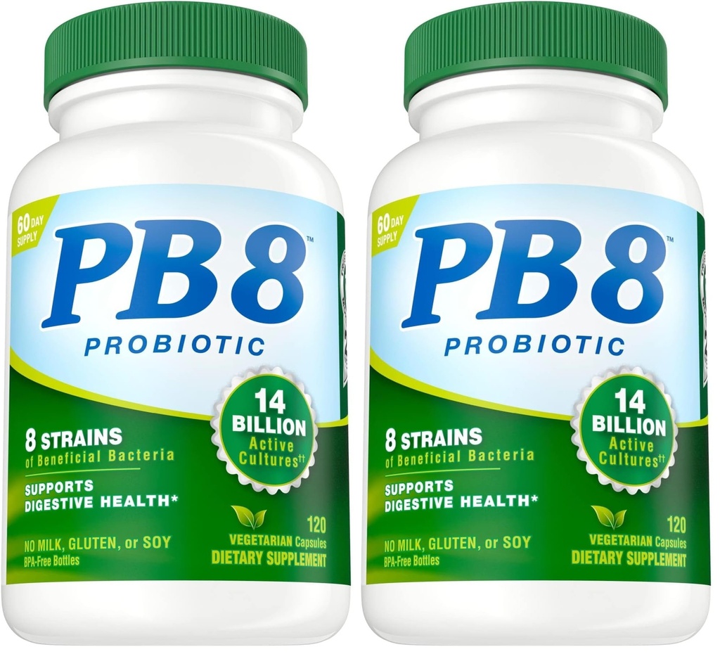 Nutrición Ahora PB 8 Acidophilus probiótico para la vida* Suplemento dietético vegetariano para hombres y mujeres, 120 Cuenta (Pack of 2)