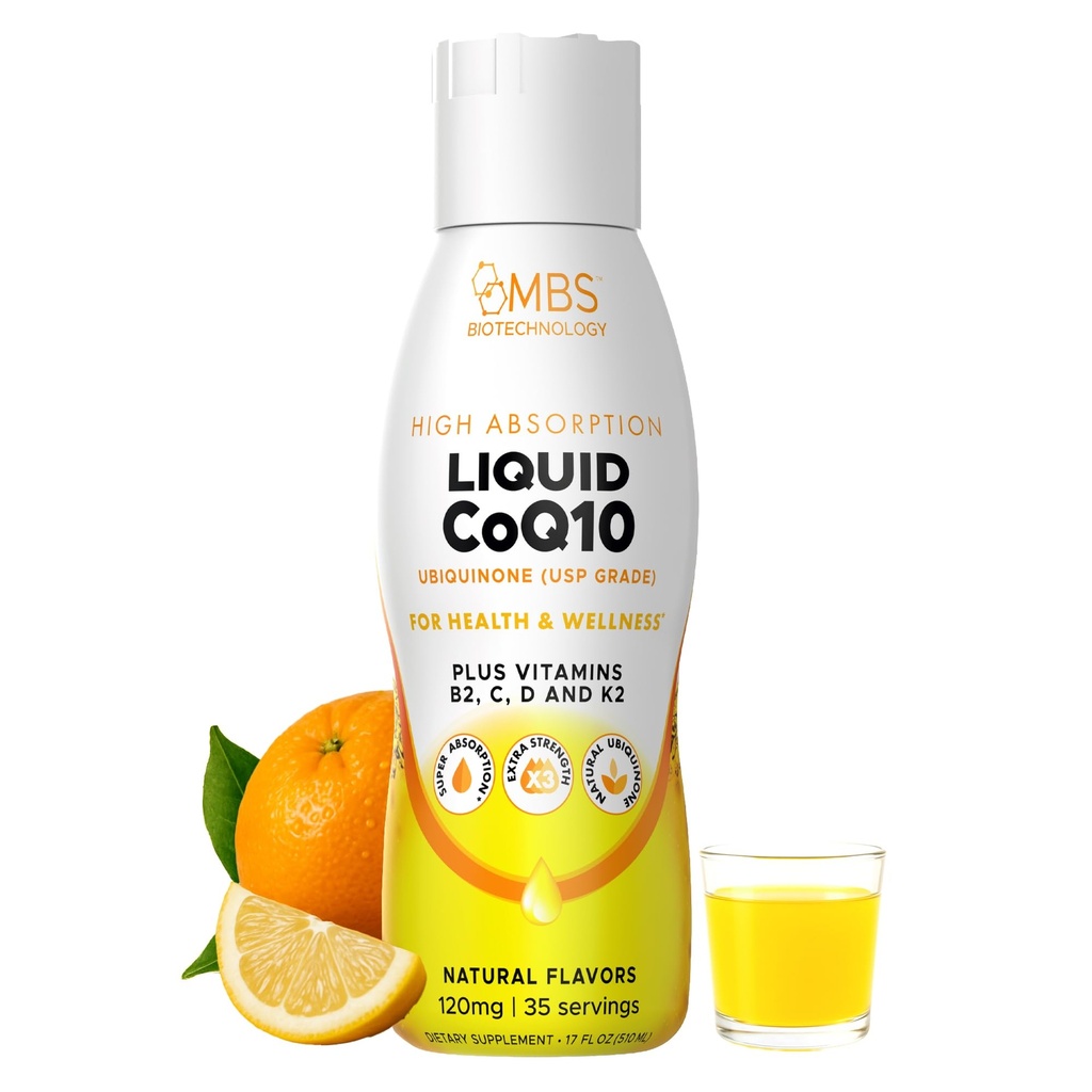 CoQ10 líquido 120 mg de Ubiquinona Biodisponible para Absorción Superior. Apoyar la salud del corazón, el hueso y la piel con un antioxidante natural. 35 Serviciones en un Botella Conveniente 17 oz.