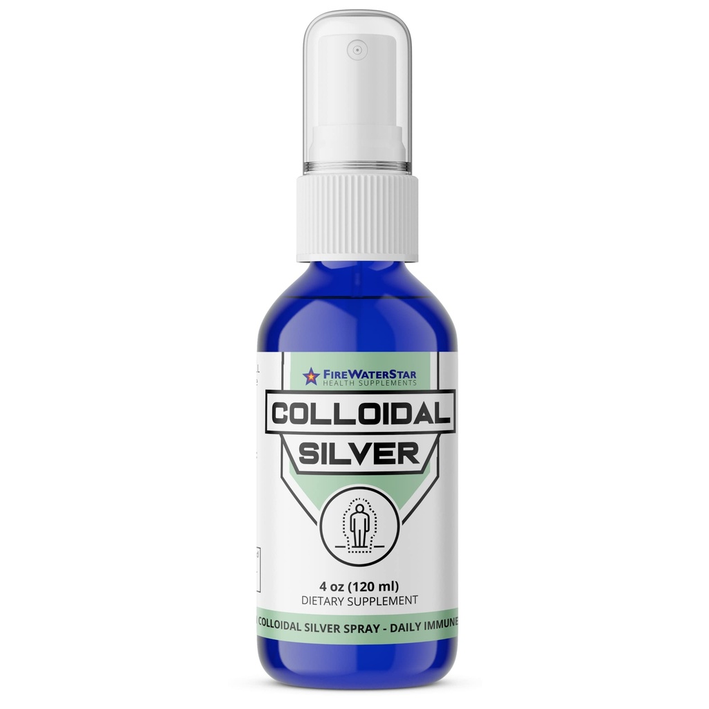 FWS Colloidal Silver Spray - 4 oz - Clear Silver - 50 ppm - 99.99% Puro Silver - Daily Immune Support