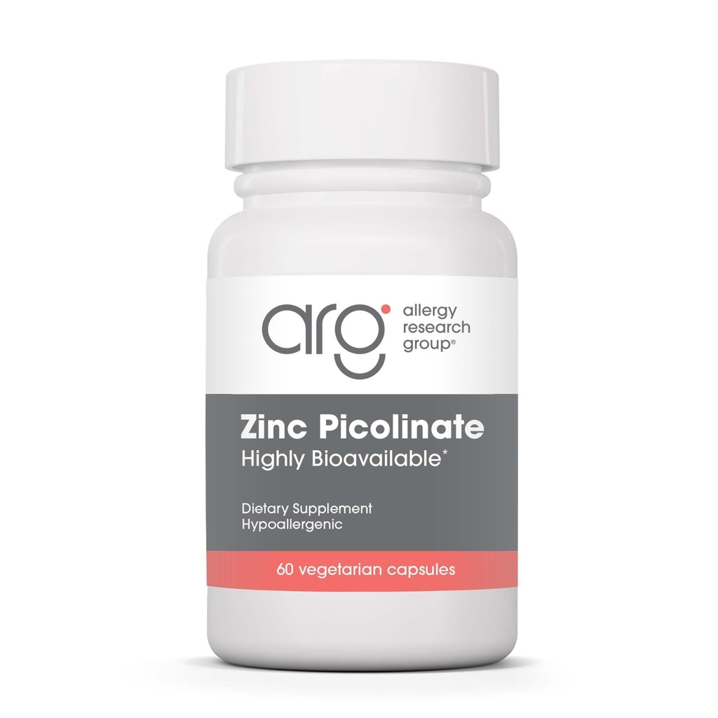 Grupo de investigación de alergia Zinc Picolinate Supplement - Supports Normal Health Immune Response, Highly Bioavailable, Well-Absorbed, Hypoallergenic, Vegetarian Capsules - 60 Count