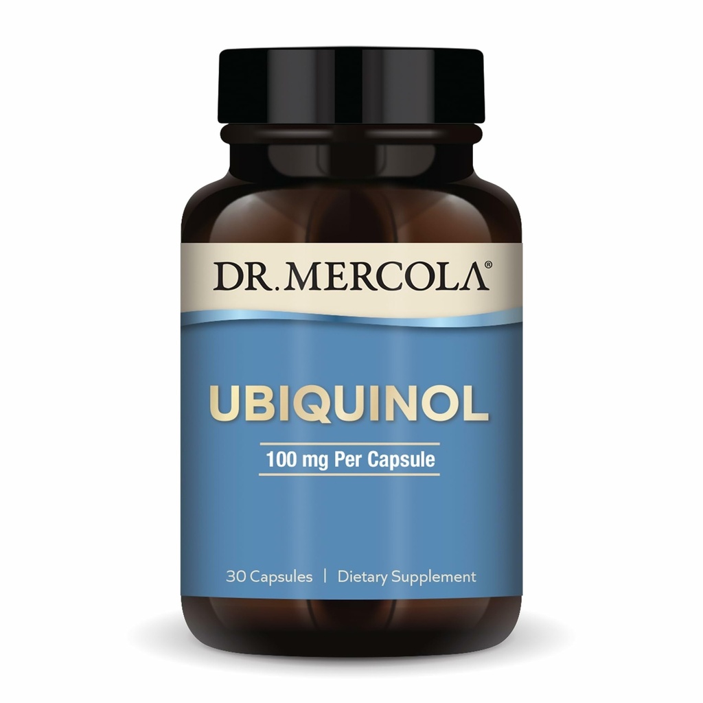 Dr. Mercola Ubiquinol - 100 mg Ubiquinol - Supports Energy Production - Antioxidant Supplement - Non-GMO, Gluten-Free &amp; Soy-Free - 30 Capsules (30 Servings)