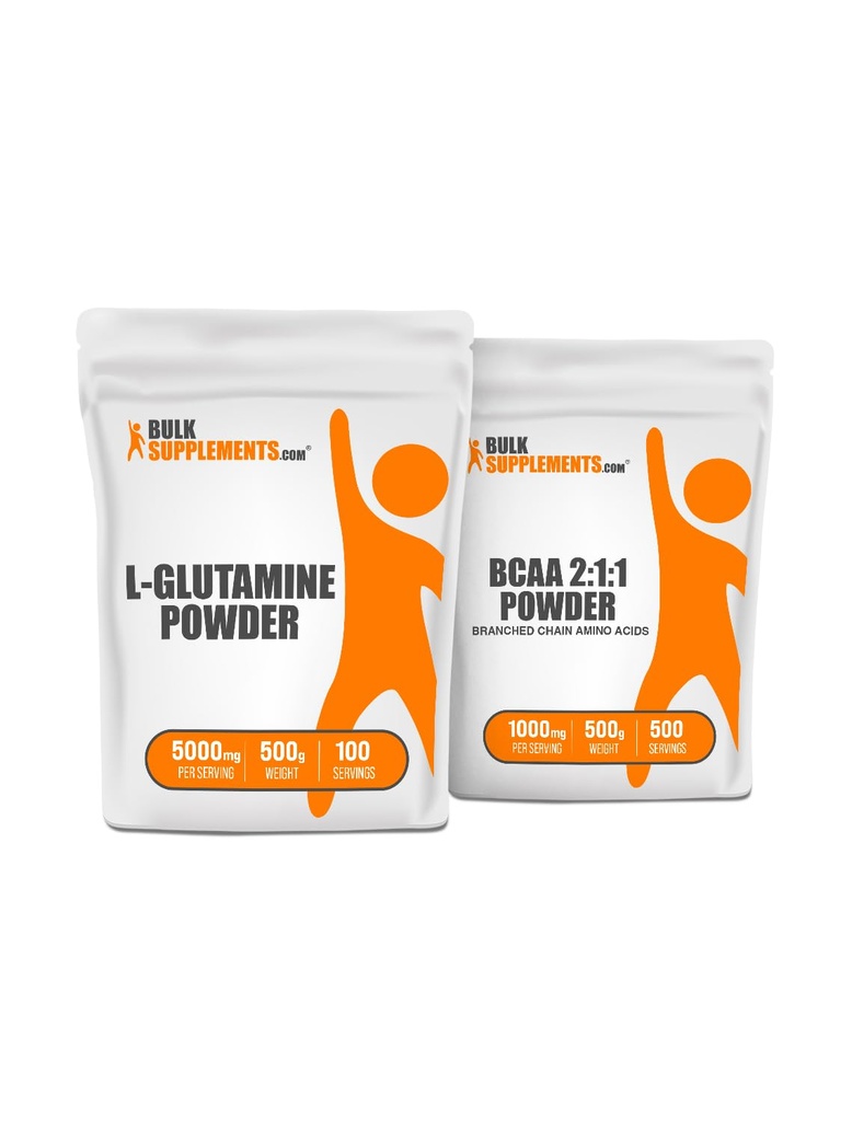 BulkSupplements L-Glutamine 500g + BCAA 2:1 500g Bundle