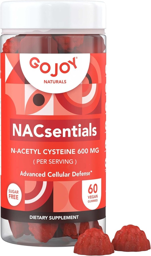 GOJOY NACsentials 7-in-1 NAC Gummies 600mg – Apoya Glutathione, Hígado " Antioxidante Wellness – N-Acetyl Cysteine with Vitamin C, ALA, Quercetin " Astaxanthin – Vegan, Sugar-Free