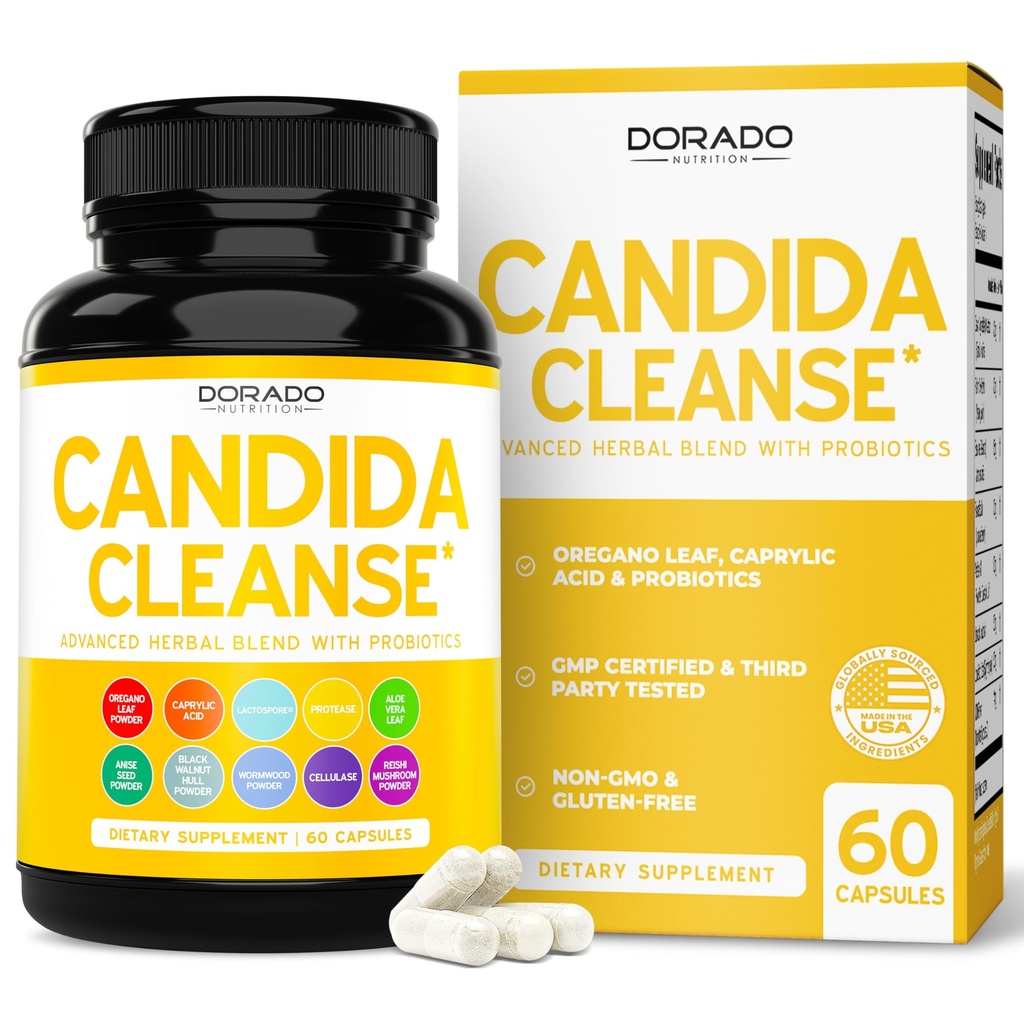 Candida Cleanse Detox (60 Conde) Advanced 11-in-1 Formula for Overgrowth Treatment with Candida Killer Complex for Hombre and Women - Third Party Tested - Made in USA