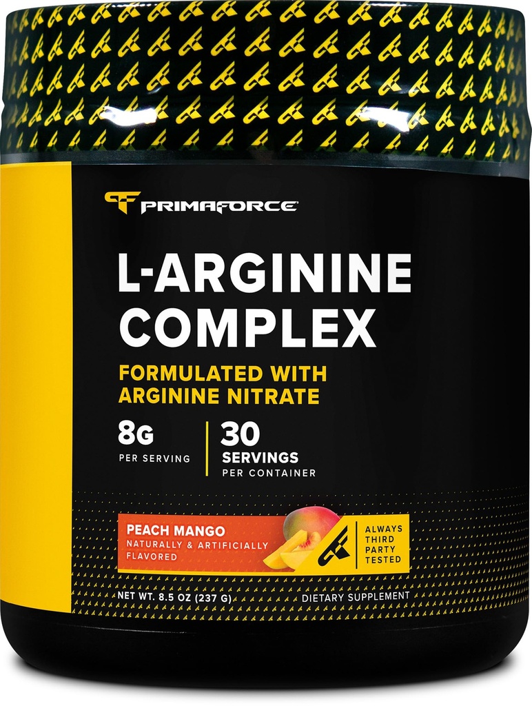 Primaforce L-Arginine Complex Powder (30 Servings Per Bottle ← Peach Mango) Powerful Protein Building Supplement for Maximum Gains