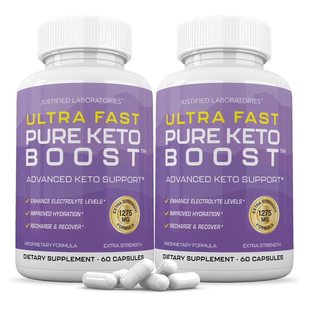 Laboratorios Justificados (2 Pack Ultra Fast Pure Keto Boost Pills 1275MG Nueva &amp; Mejorada Fórmula Contiene Apple Vinagre Vinagre Virgen Extra Aceite de Oliva Powder Green Tea Leaf 120 Capsules